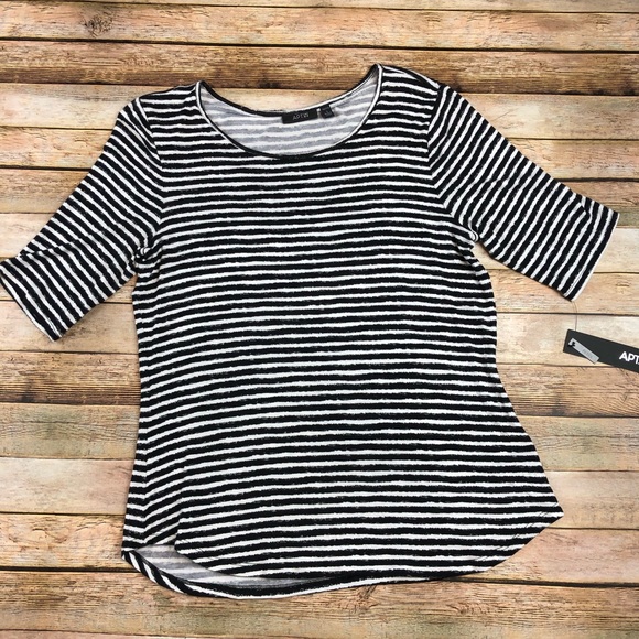 APT.9 Striped Short Sleeve Top. NWT - Picture 2 of 6